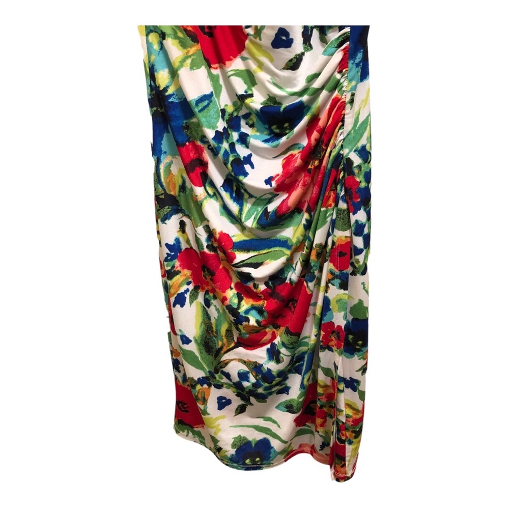 Lauren Ralph Lauren Floral Sleeveless V-Neck Wrap Ruched Evening Dress W Size 4 - Picture 4 of 10